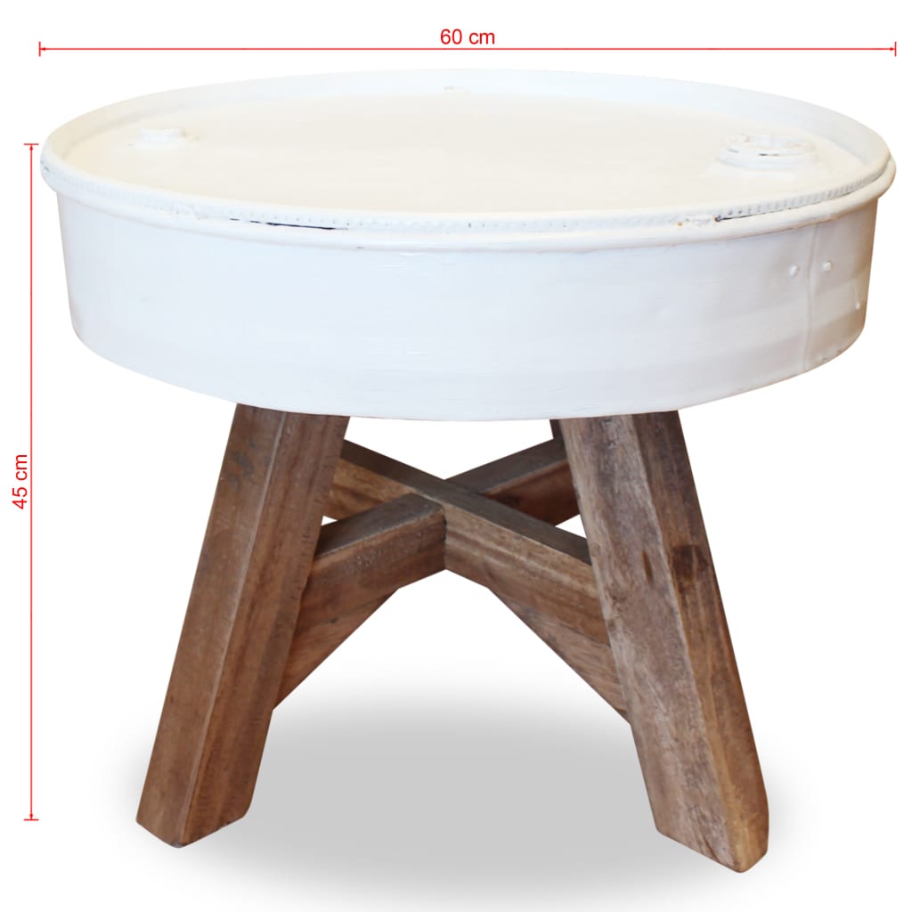 Table basse Bois de récupération massif 60 x 45 cm Blanc Tables basses vidaXL   