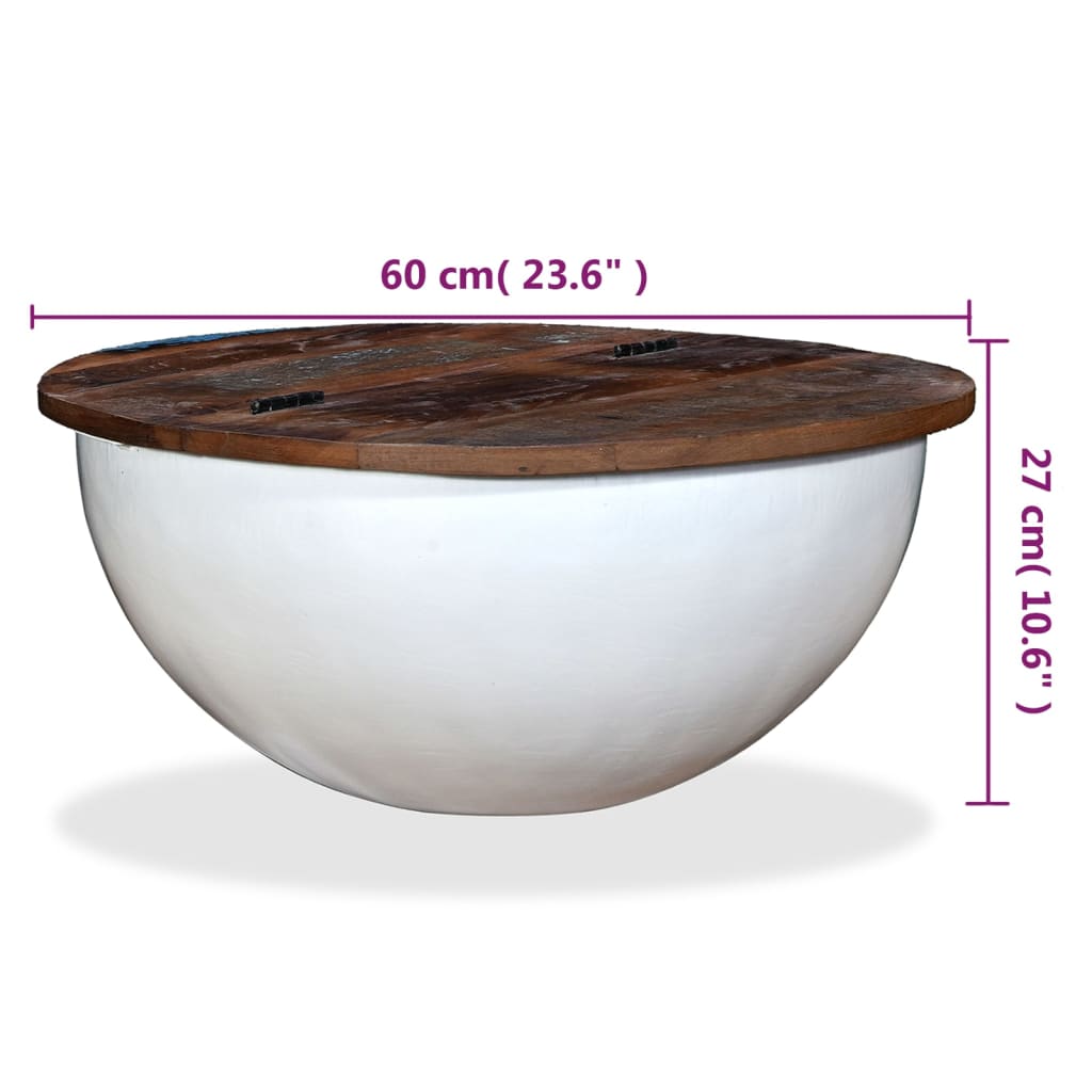 Table basse Bois de récupération massif Blanc Forme de bol Tables basses vidaXL   