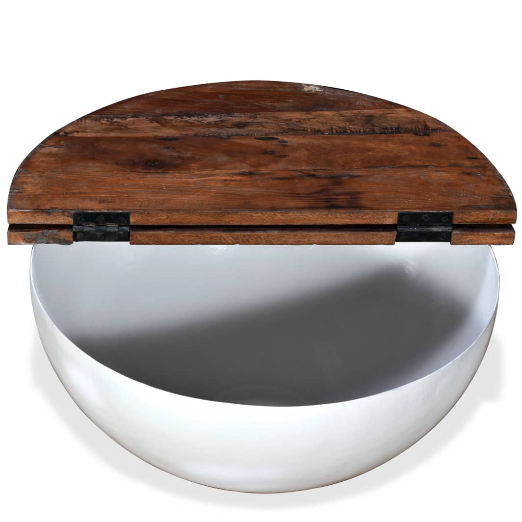 Table basse Bois de récupération massif Blanc Forme de bol Tables basses vidaXL   