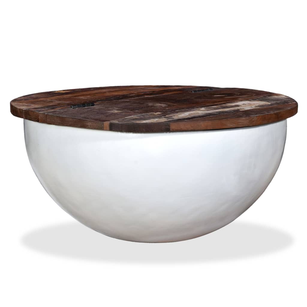Table basse Bois de récupération massif Blanc Forme de bol Tables basses vidaXL   