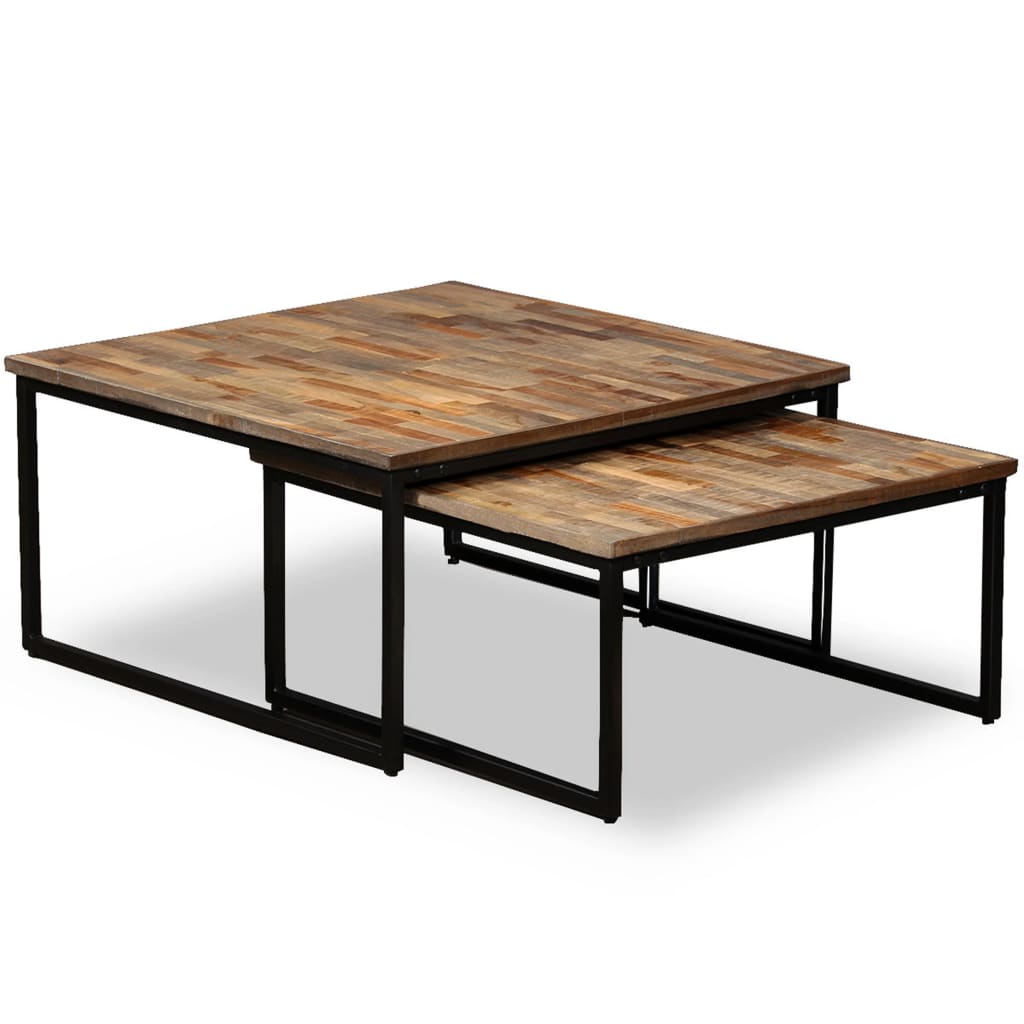 Table basse gigogne 2 pcs Teck massif de récupération Tables basses vidaXL   