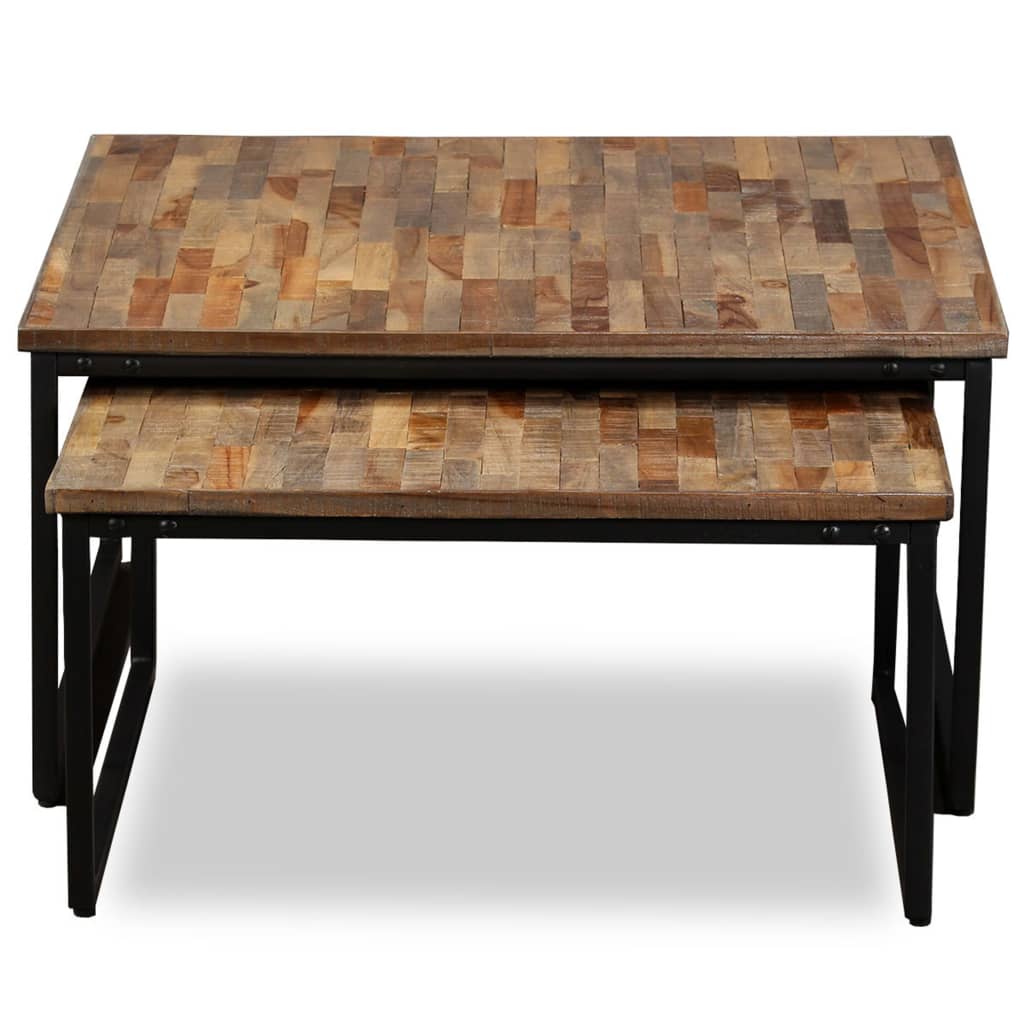 Table basse gigogne 2 pcs Teck massif de récupération Tables basses vidaXL   
