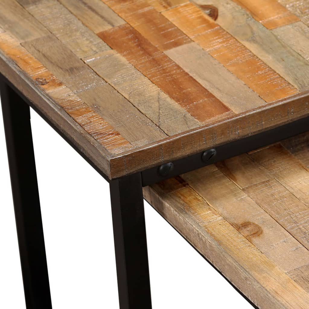 Table basse gigogne 2 pcs Teck massif de récupération Tables basses vidaXL   