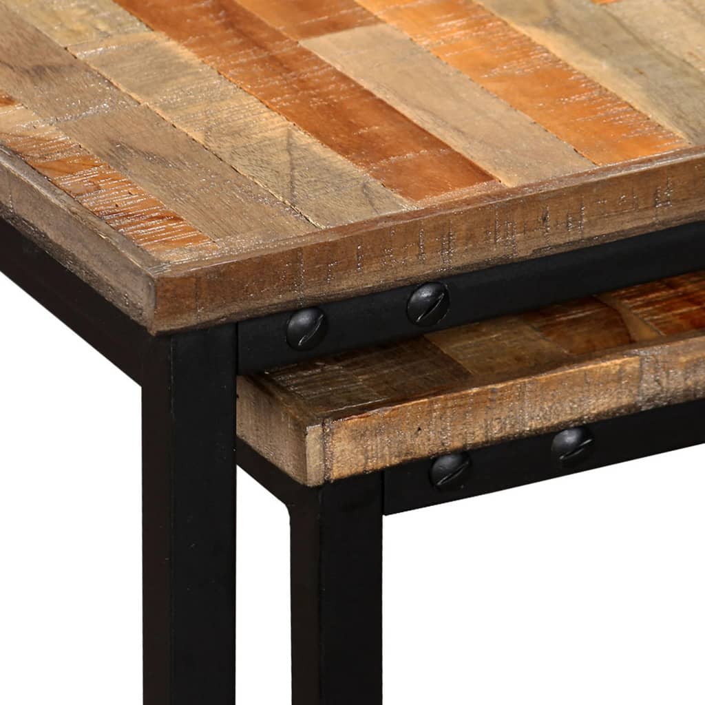 Table basse gigogne 2 pcs Teck massif de récupération Tables basses vidaXL   