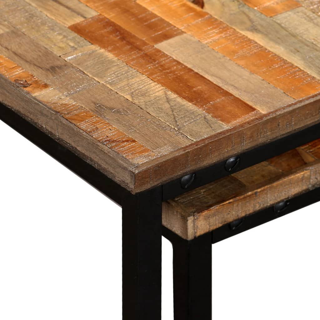 Table basse gigogne 2 pcs Teck massif de récupération Tables basses vidaXL   