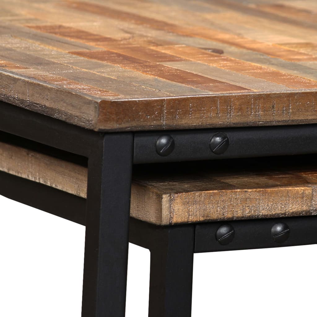 Table basse gigogne 2 pcs Teck massif de récupération Tables basses vidaXL   