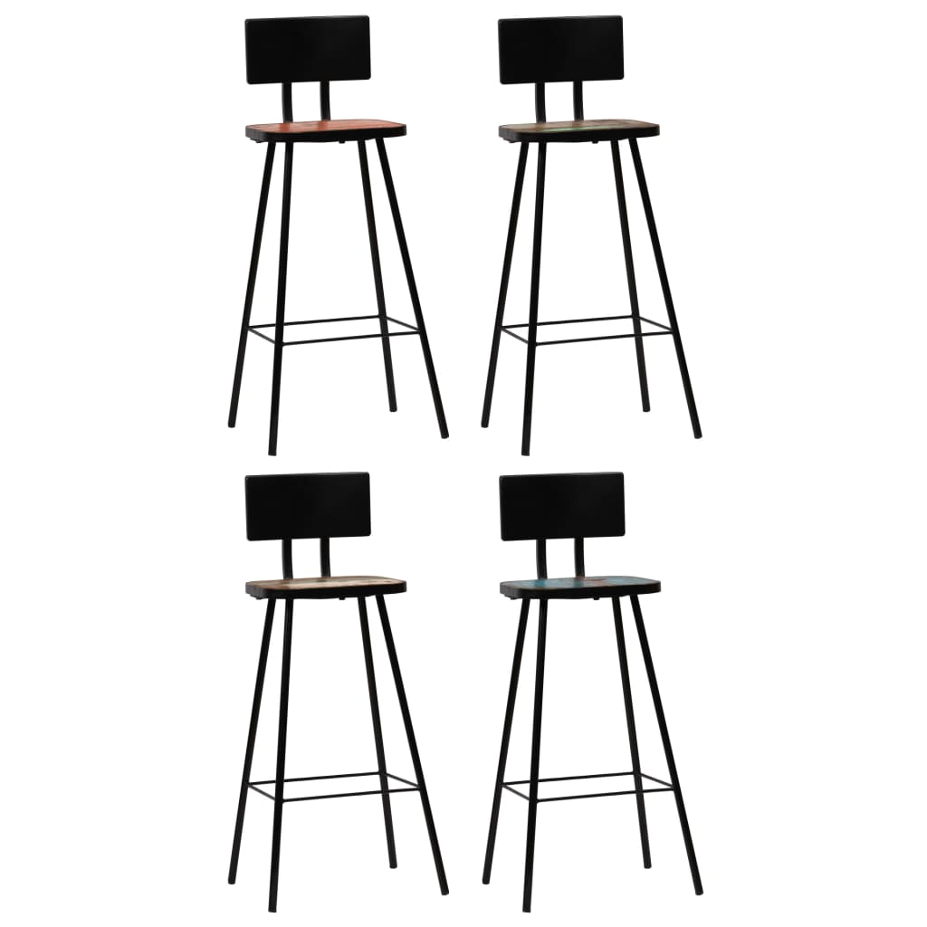 Tabourets de bar lot de 4 bois massif de récupération Tabourets de bar vidaXL   