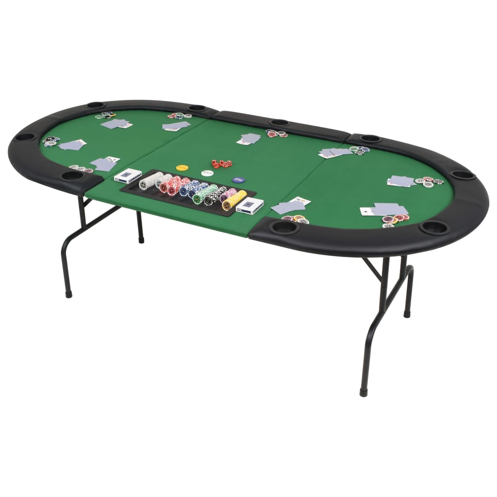 Table de poker pliable pour 9 joueurs 3 plis Ovale Vert Tables de poker & de jeux vidaXL   