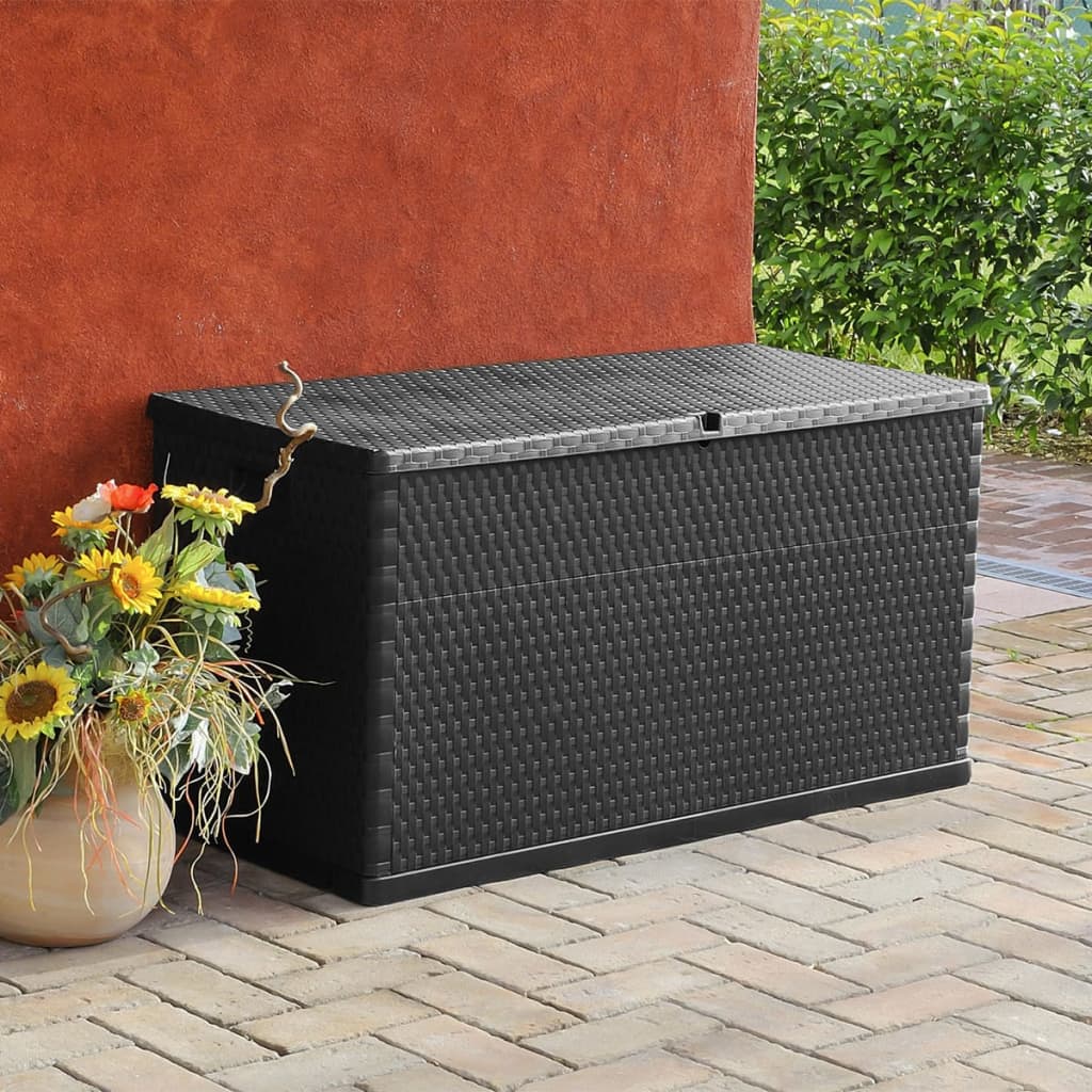 Boîte de stockage de jardin Anthracite 120x56x63 cm PP Rotin Coffres de jardin vidaXL   