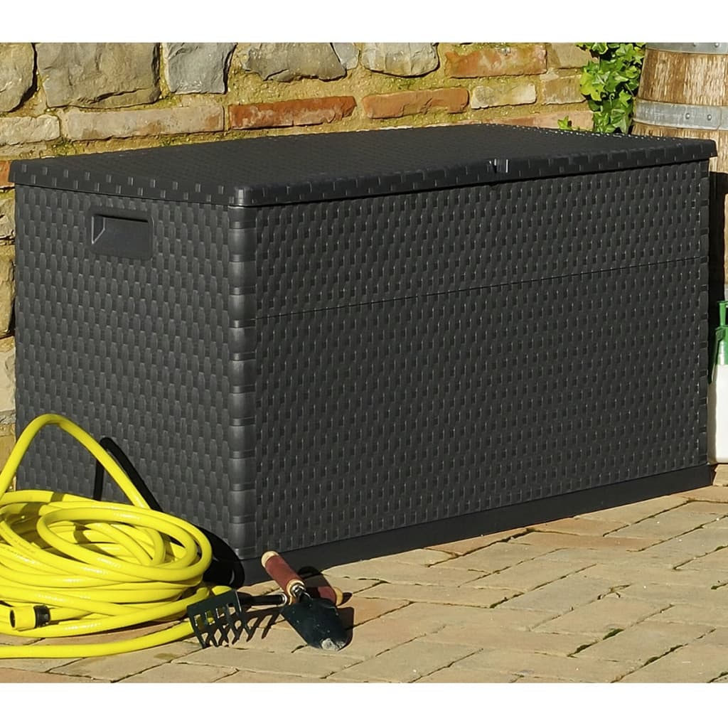 Boîte de stockage de jardin Anthracite 120x56x63 cm PP Rotin Coffres de jardin vidaXL   