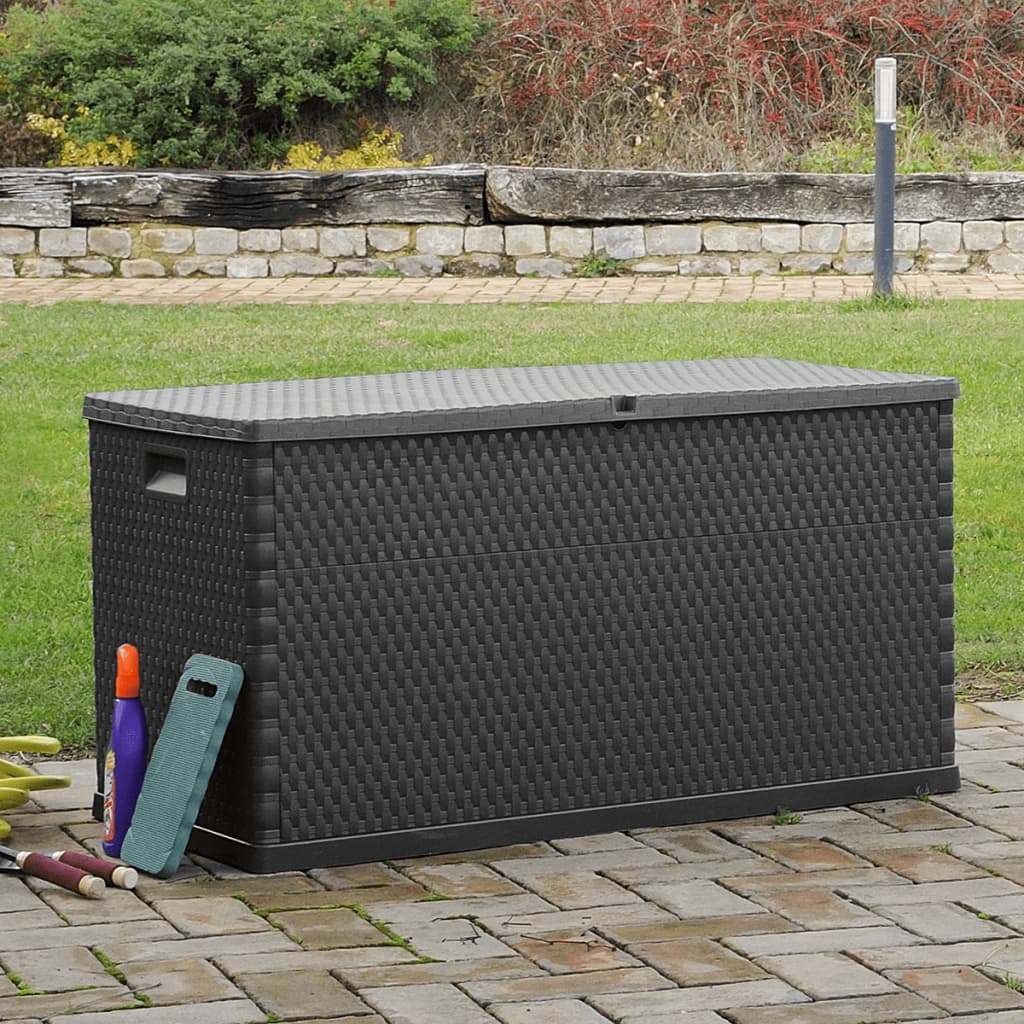 Boîte de stockage de jardin Anthracite 120x56x63 cm PP Rotin Coffres de jardin vidaXL   