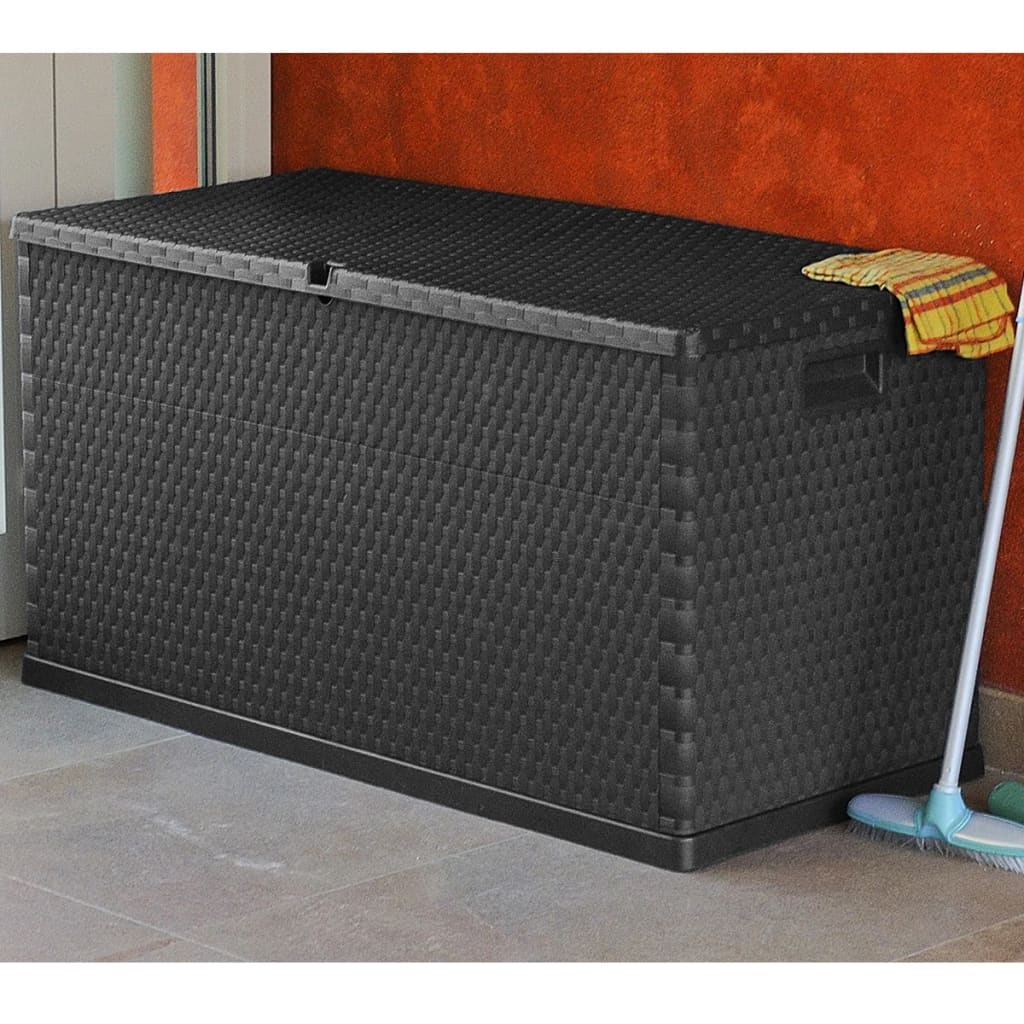 Boîte de stockage de jardin Anthracite 120x56x63 cm PP Rotin Coffres de jardin vidaXL   