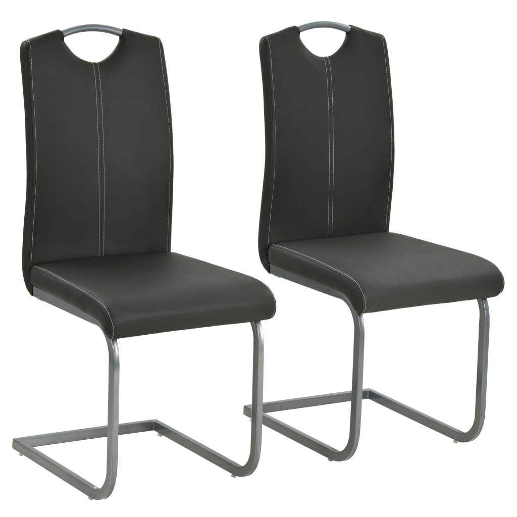 Chaises à manger cantilever lot de 2 gris similicuir Chaises de cuisine vidaXL   