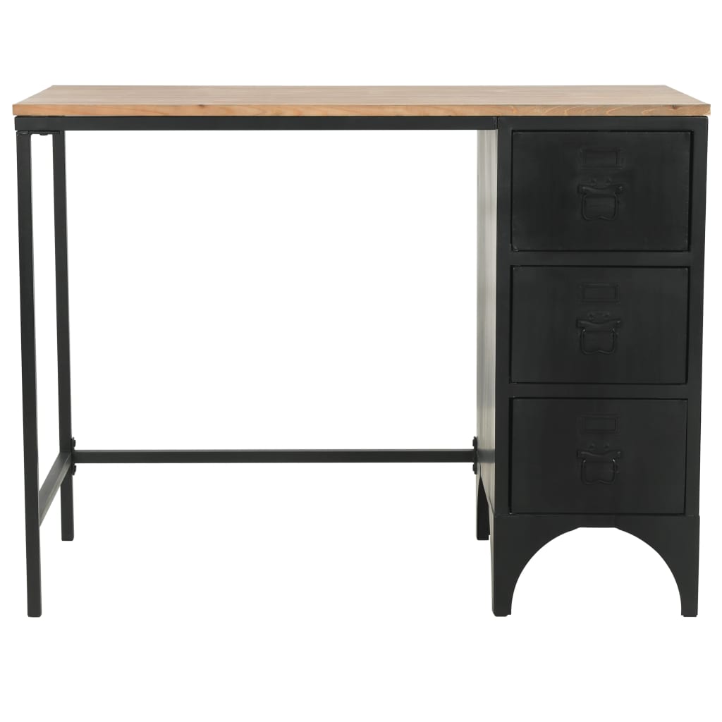 Bureau à piédestal unique Bois de sapin et acier 100x50x76 cm Bureaux vidaXL   
