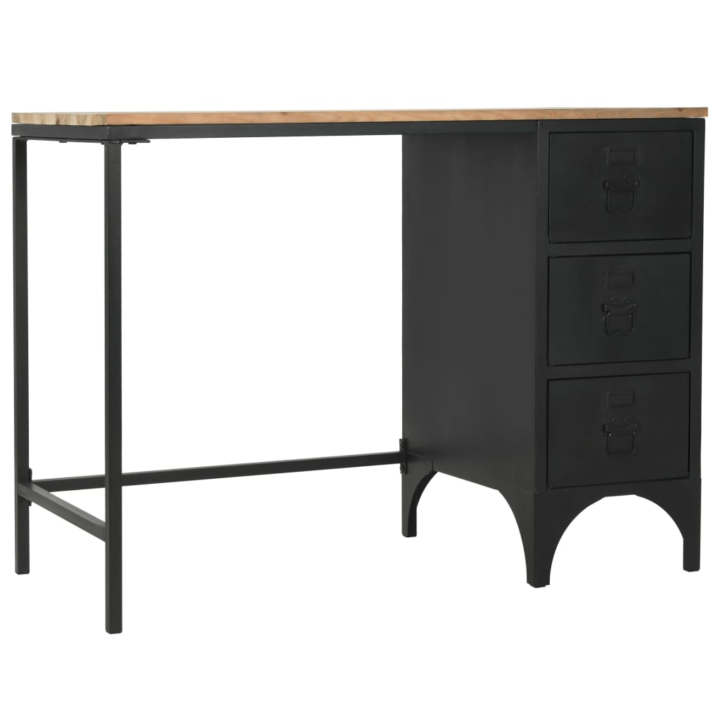 Bureau à piédestal unique Bois de sapin et acier 100x50x76 cm Bureaux vidaXL   