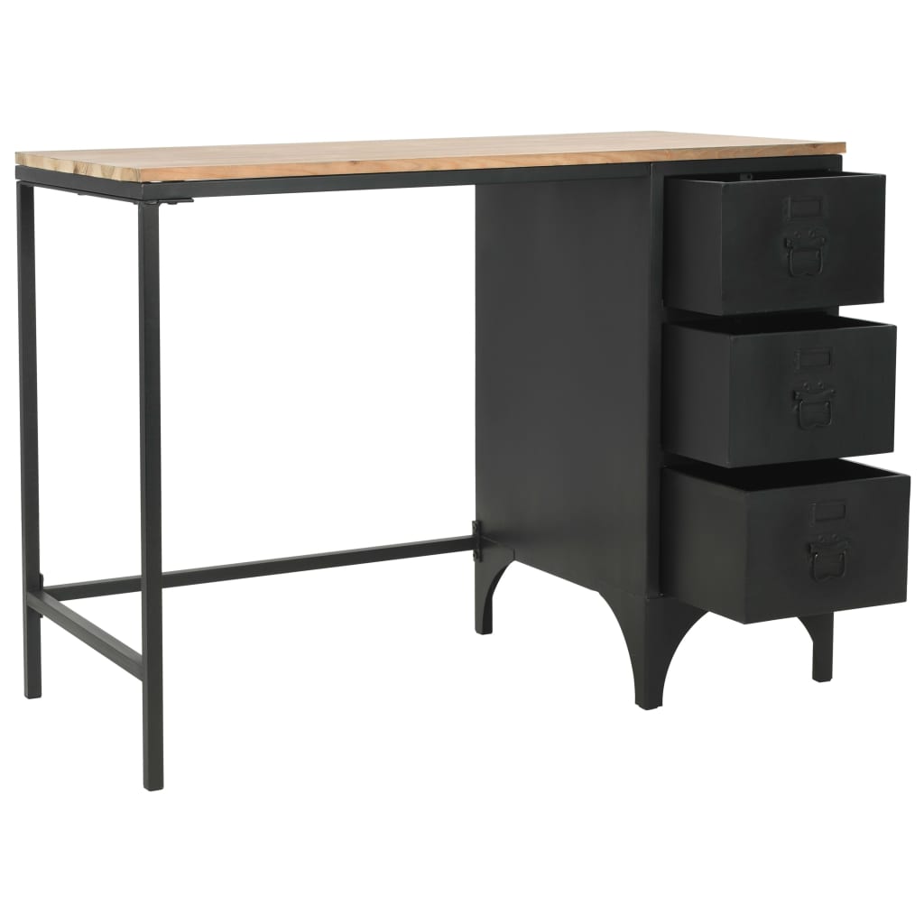 Bureau à piédestal unique Bois de sapin et acier 100x50x76 cm Bureaux vidaXL   