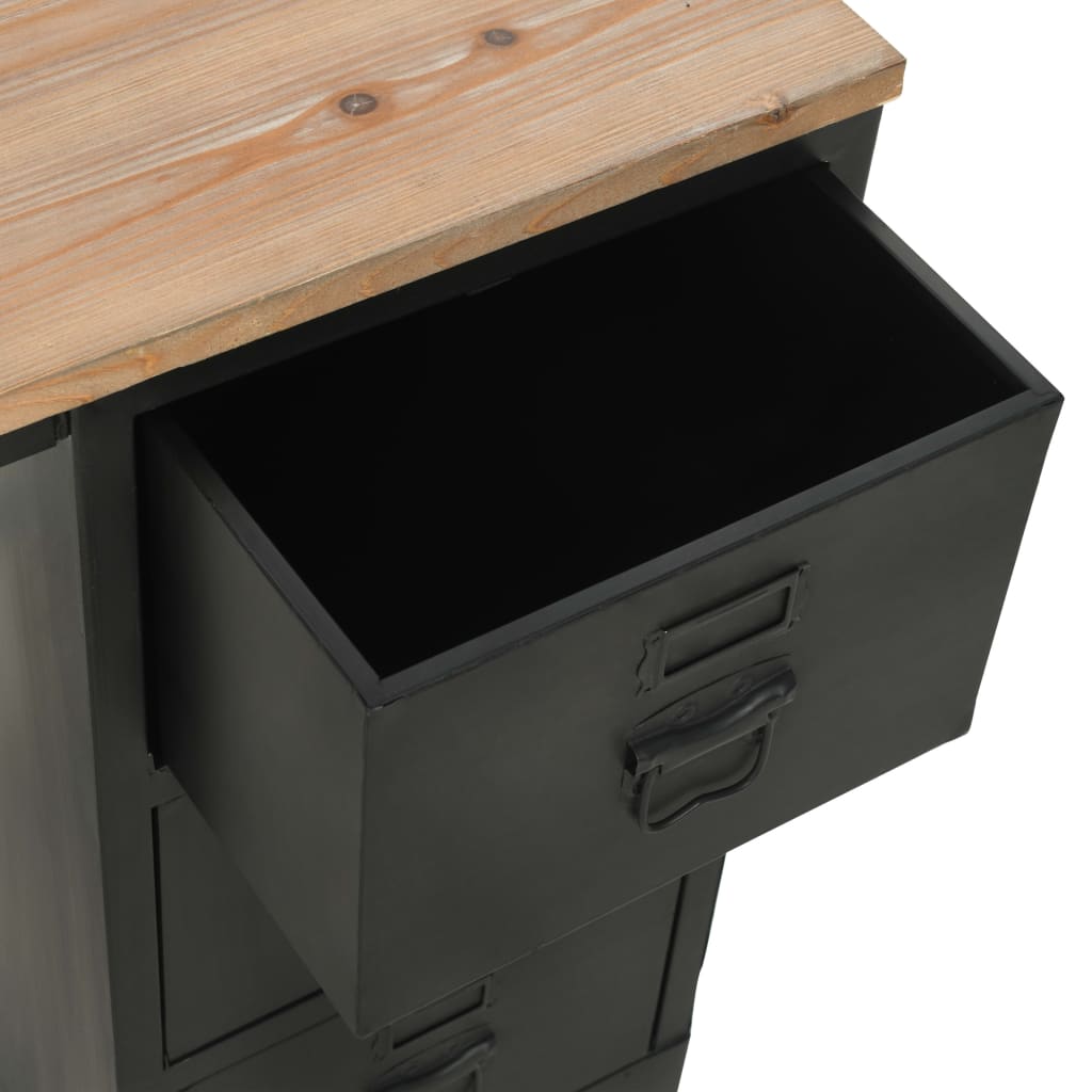 Bureau à piédestal unique Bois de sapin et acier 100x50x76 cm Bureaux vidaXL   