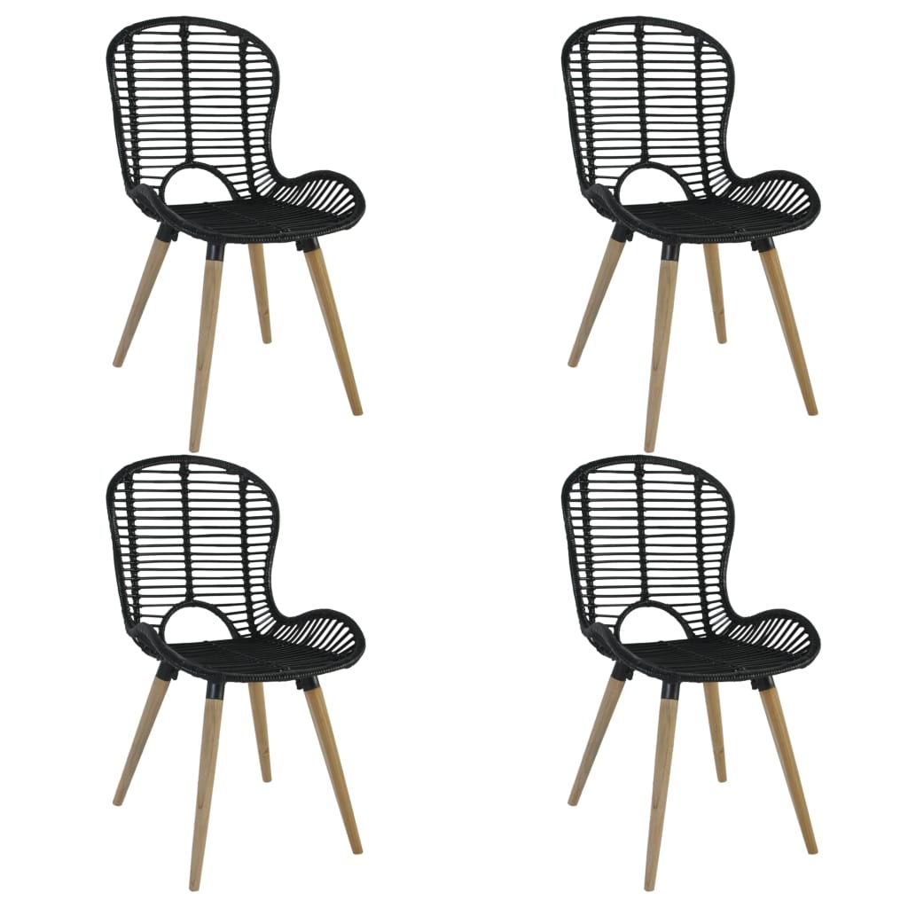 Chaises à manger lot de 4 noir rotin naturel Chaises de cuisine vidaXL   