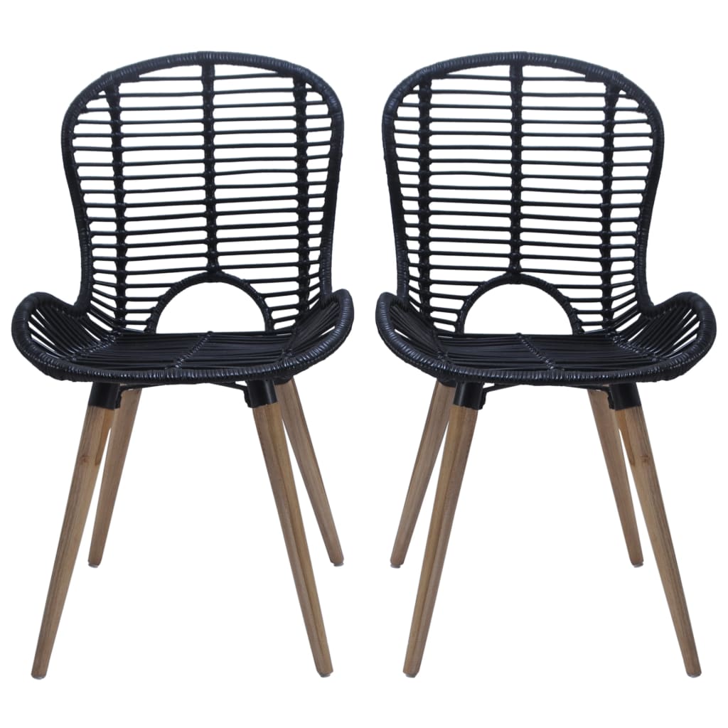 Chaises à manger lot de 4 noir rotin naturel Chaises de cuisine vidaXL   