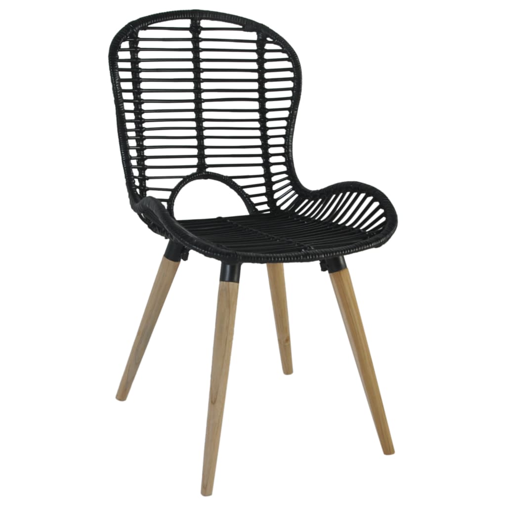 Chaises à manger lot de 4 noir rotin naturel Chaises de cuisine vidaXL   