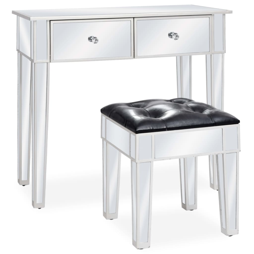 Coiffeuse miroir avec tabouret MDF et verre Coiffeuses vidaXL   