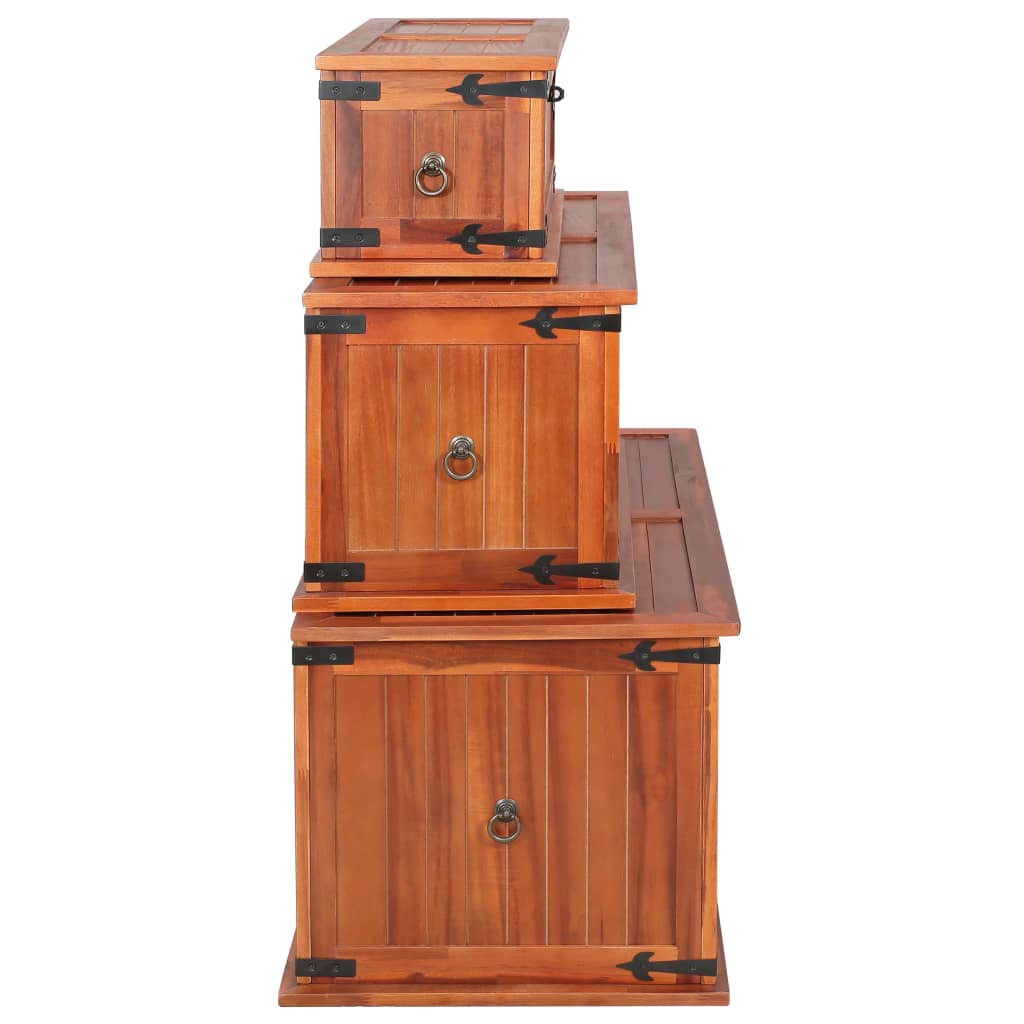 Coffres de rangement 3 pcs Bois d'acacia solide Coffres de rangement vidaXL   