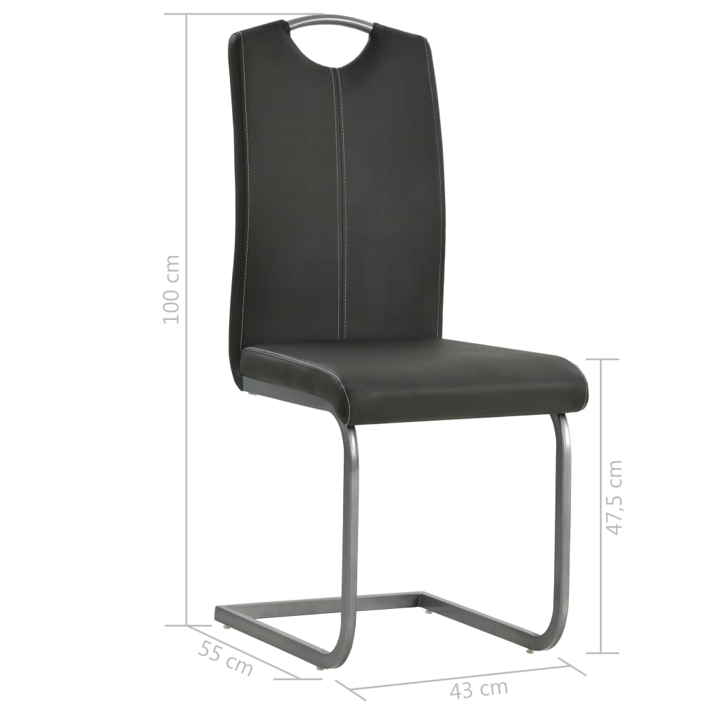 Chaises à manger cantilever lot de 6 gris similicuir Chaises de cuisine vidaXL   