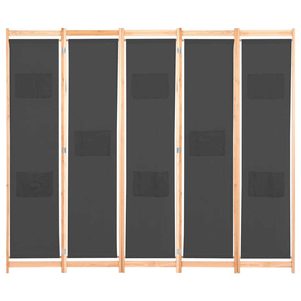 Cloison de séparation 5 panneaux Gris 200 x 170 x 4 cm Tissu Séparateurs de pièces vidaXL   
