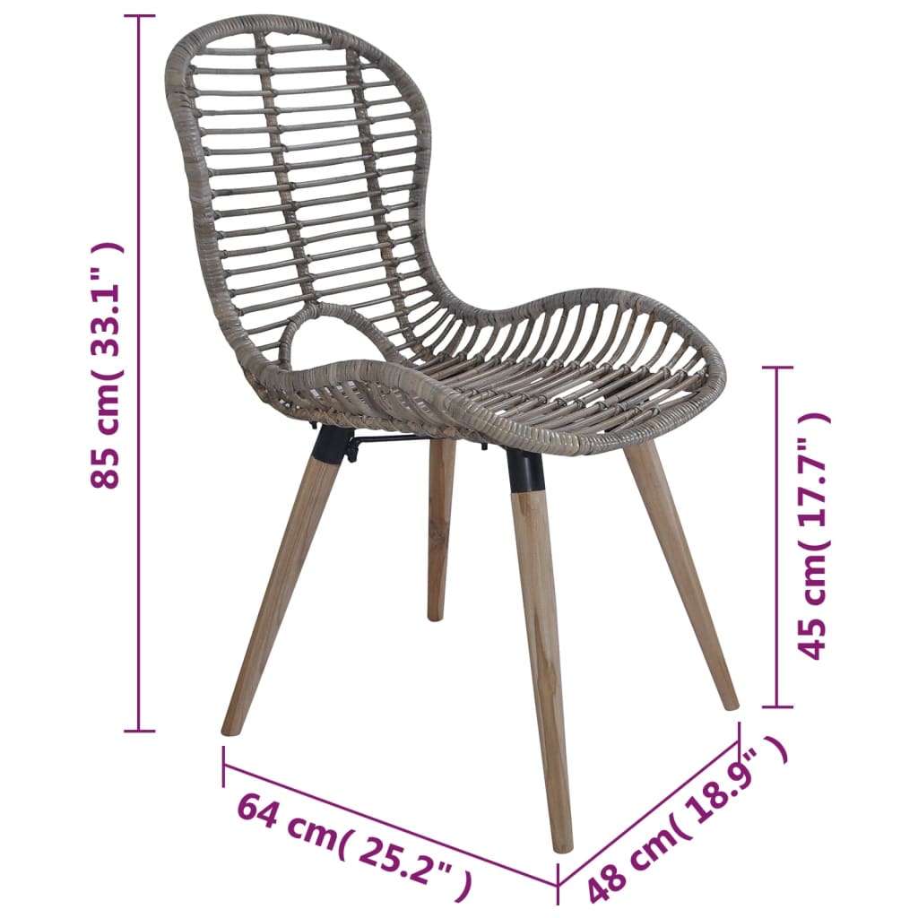 Chaises à manger lot de 6 marron rotin naturel Chaises de cuisine vidaXL   