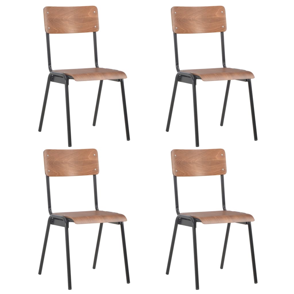 Chaises à manger lot de 4 marron contreplaqué solide et acier Chaises de cuisine vidaXL   