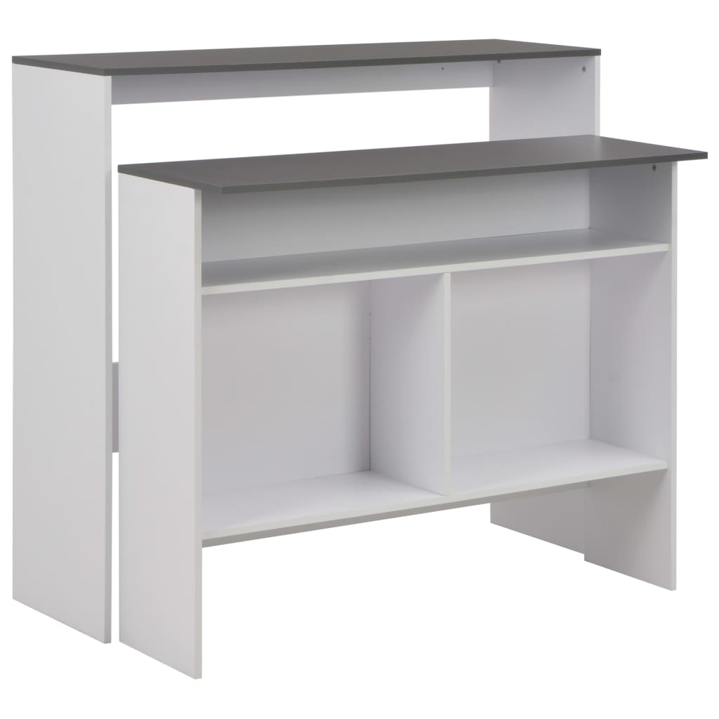 Table de bar avec 2 dessus de table Blanc et gris 130x40x120 cm Tables à manger vidaXL   