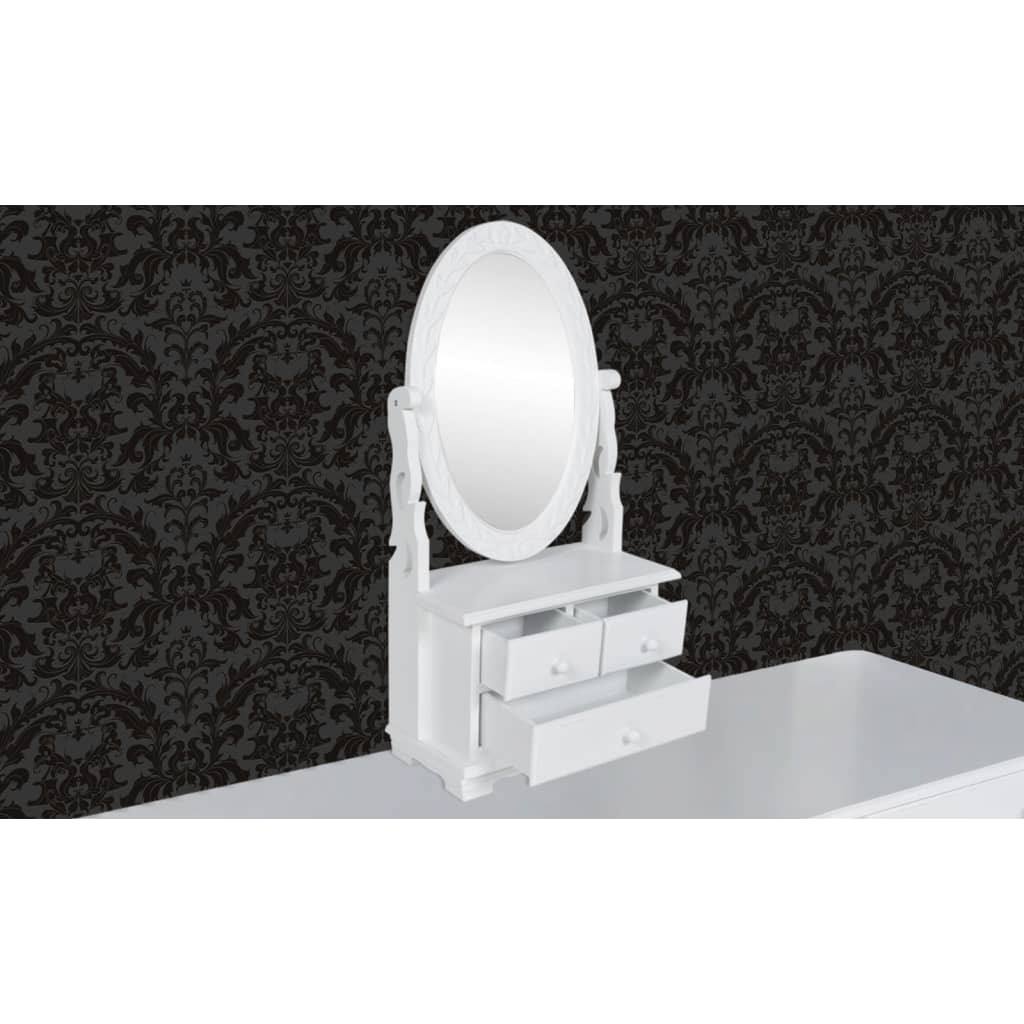 Coiffeuse avec miroir pivotant ovale MDF Coiffeuses vidaXL   