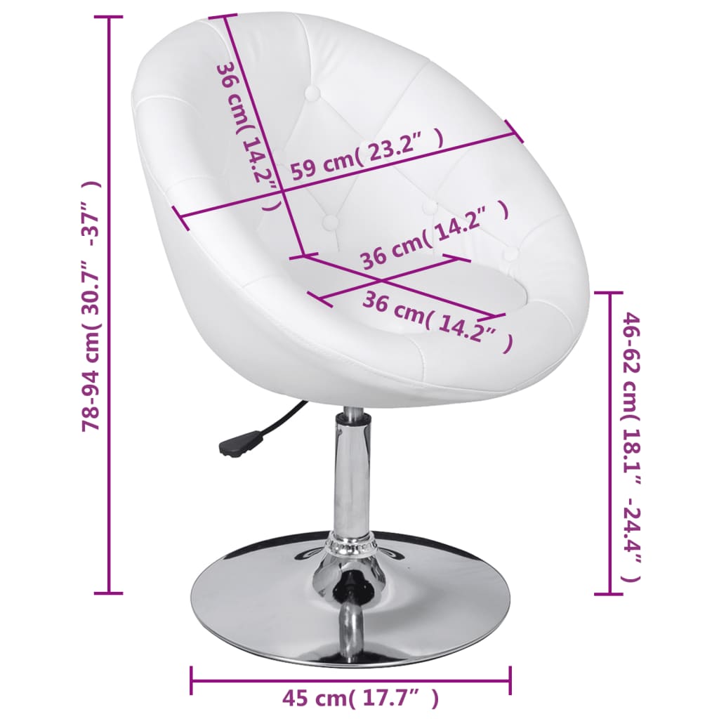 Tabourets de bar 2 pcs blanc similicuir Tabourets de bar vidaXL   