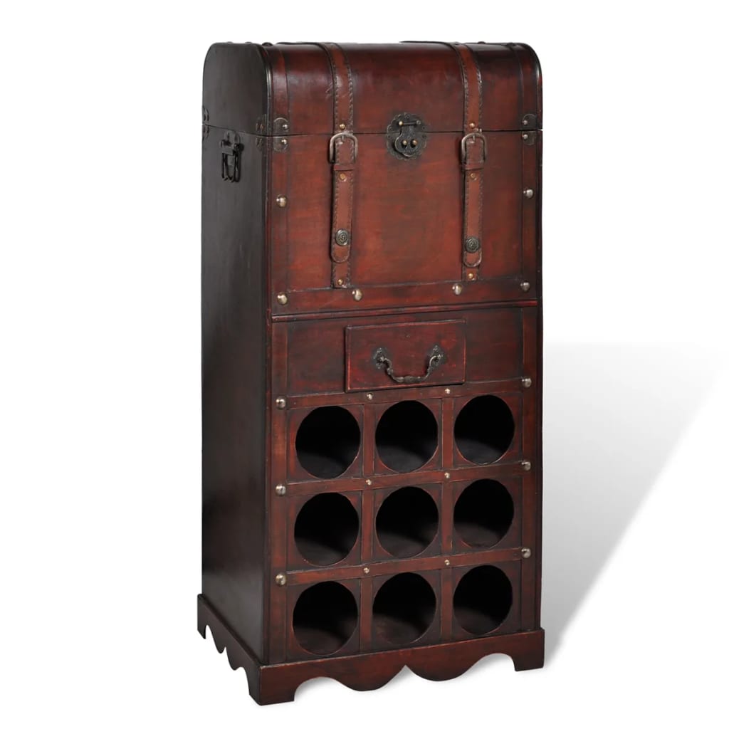 Casier à bouteilles avec rangement pour 9 bouteilles Bois Casiers à bouteilles vidaXL   