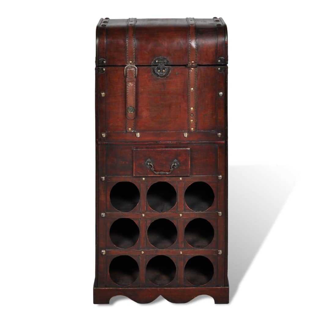Casier à bouteilles avec rangement pour 9 bouteilles Bois Casiers à bouteilles vidaXL   