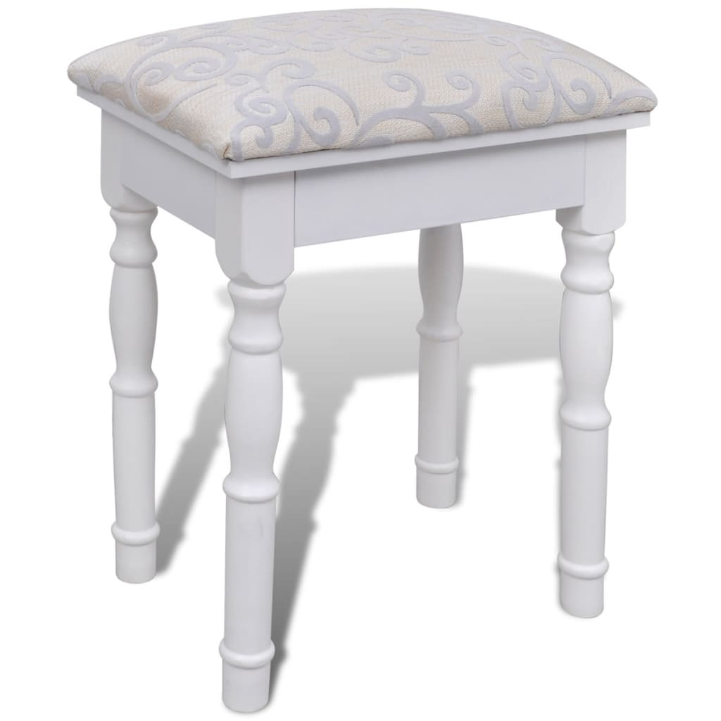 Coiffeuse avec miroir et tabouret 2 tiroirs Blanc Coiffeuses vidaXL   