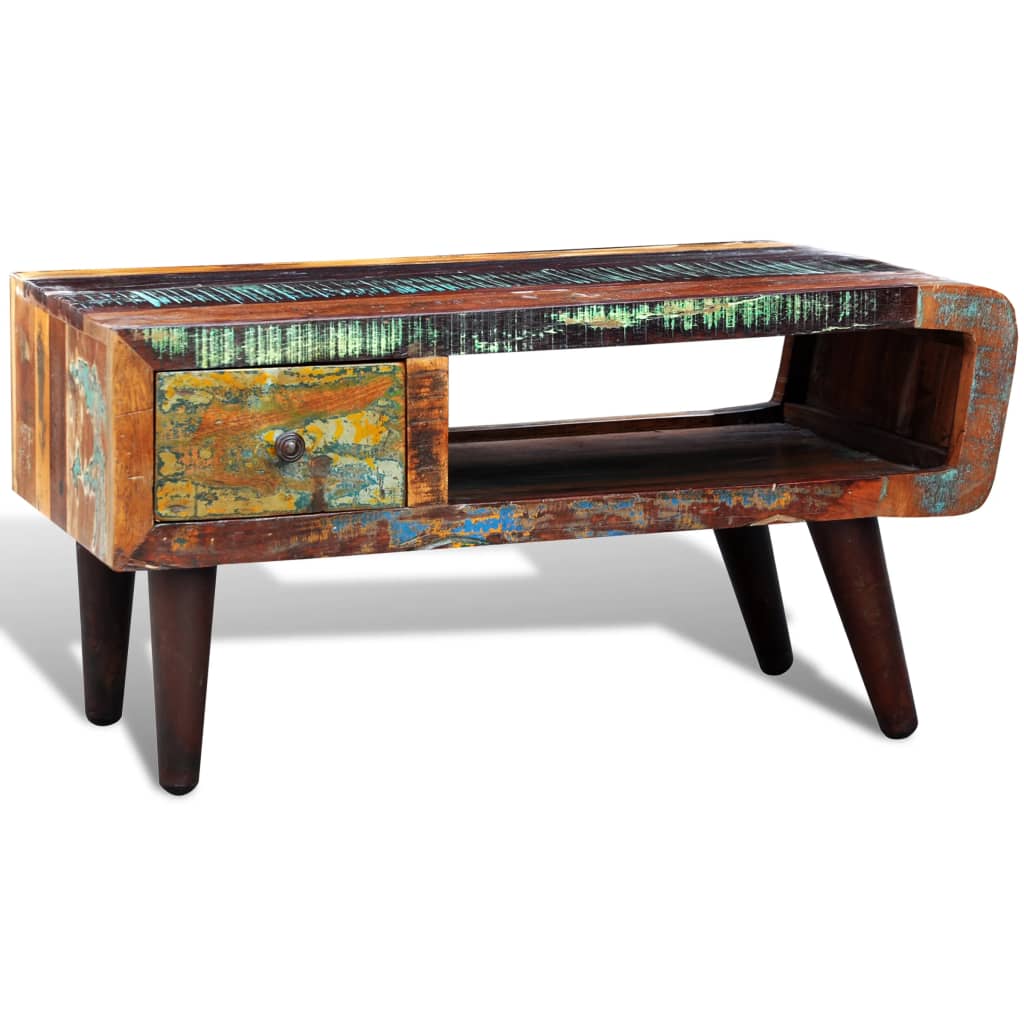 Table basse avec bord incurvé et 1 tiroir Bois de récupération Tables basses vidaXL   