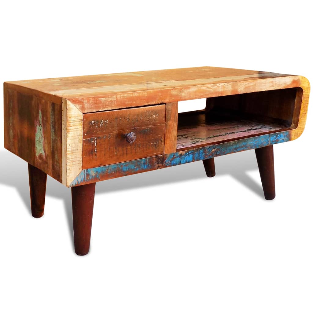 Table basse avec bord incurvé et 1 tiroir Bois de récupération Tables basses vidaXL   