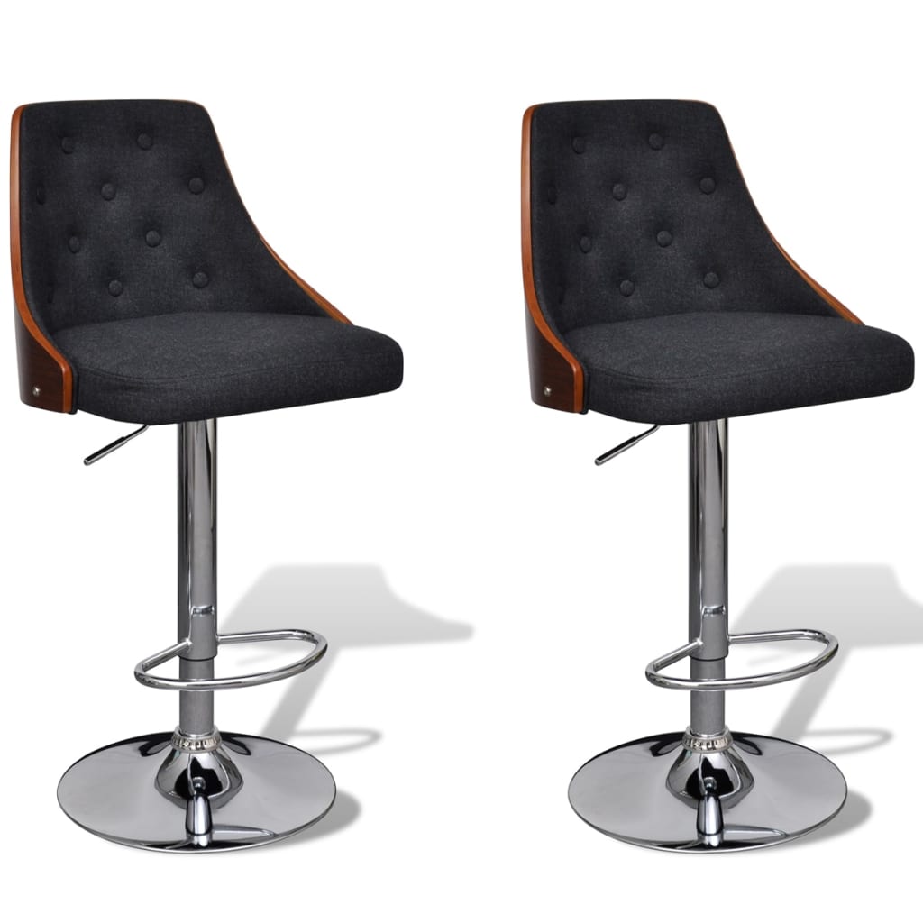 Tabourets de bar lot de 2 bois courbé et tissu Tabourets de bar vidaXL   