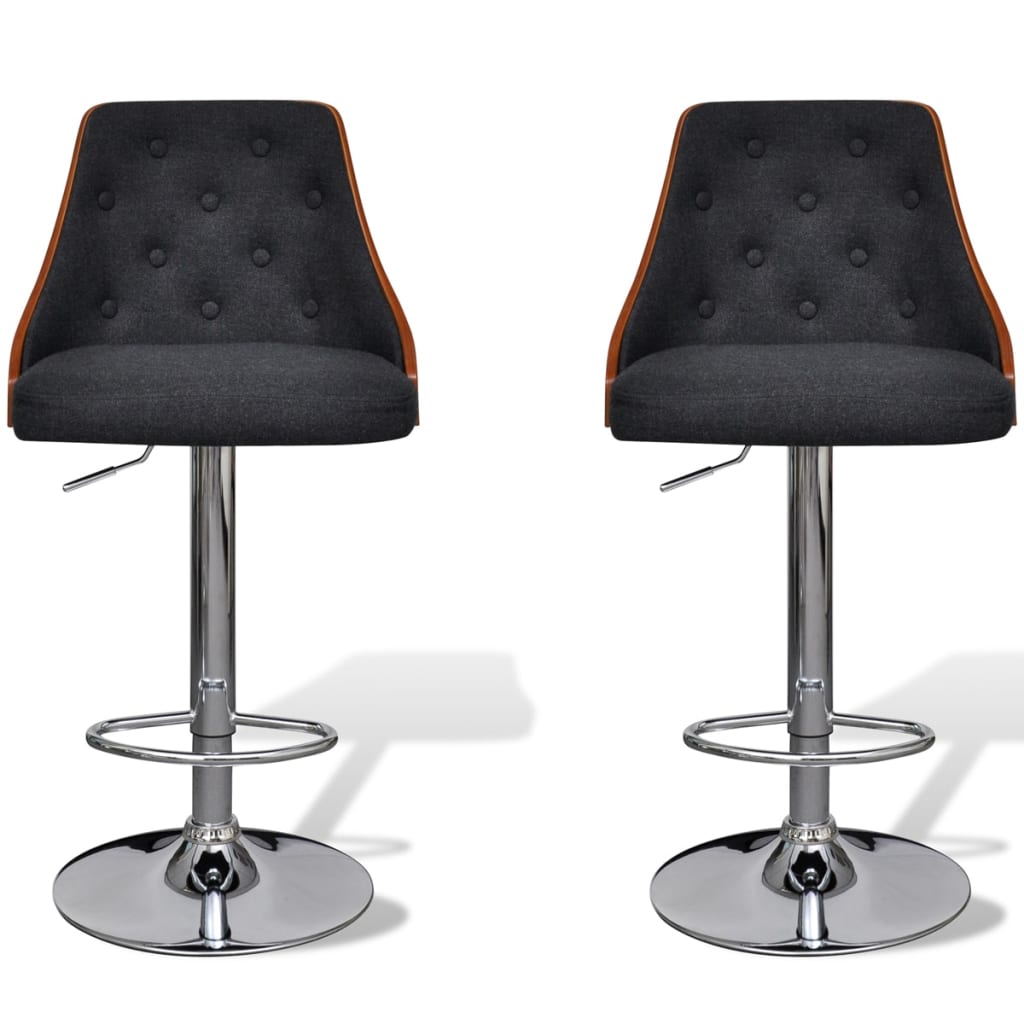 Tabourets de bar lot de 2 bois courbé et tissu Tabourets de bar vidaXL   