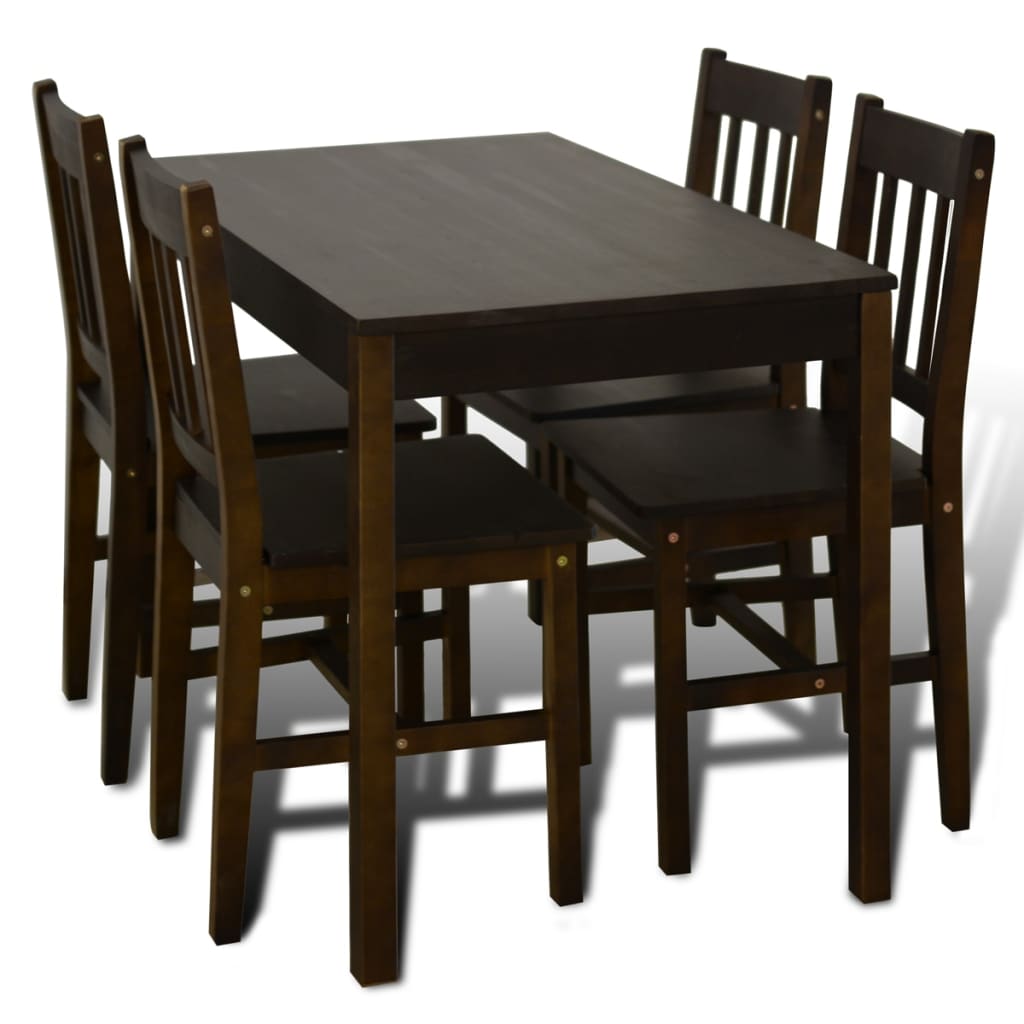 Table de salle à manger avec 4 chaises Marron Meubles de salle à manger vidaXL   