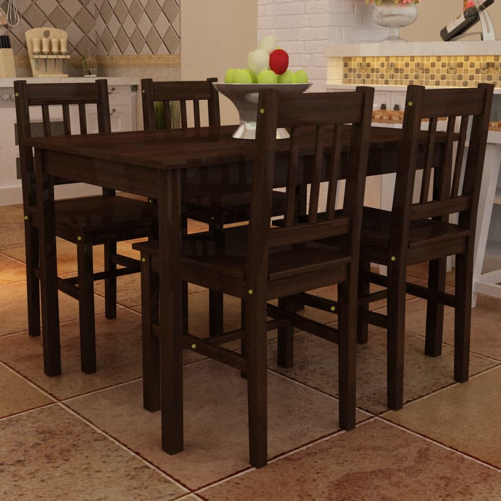 Table de salle à manger avec 4 chaises Marron Meubles de salle à manger vidaXL   