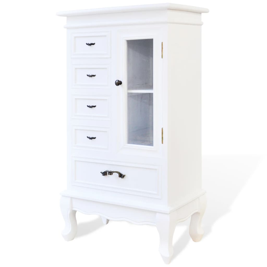 Armoire avec 5 tiroirs et 2 étagères Blanc Commodes vidaXL   