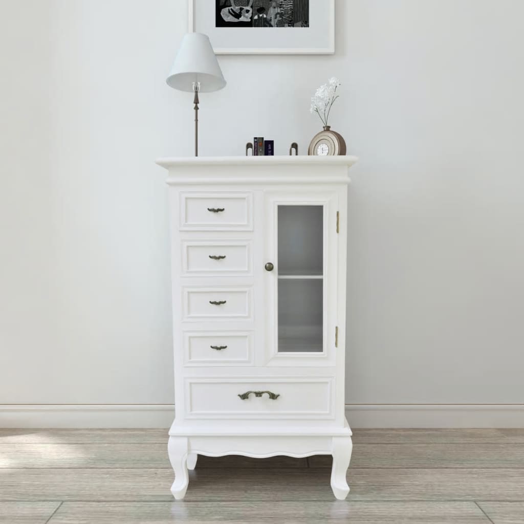 Armoire avec 5 tiroirs et 2 étagères Blanc Commodes vidaXL   