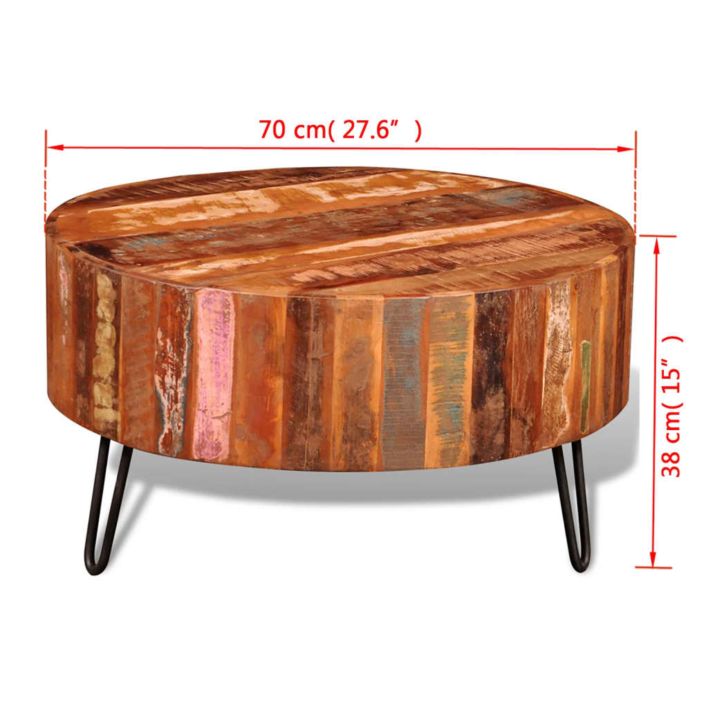 Table basse ronde Bois massif de récupération Tables basses vidaXL   
