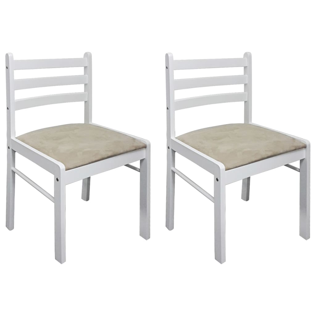 Chaises à manger lot de 2 blanc hévéa solide et velours Chaises de cuisine vidaXL   