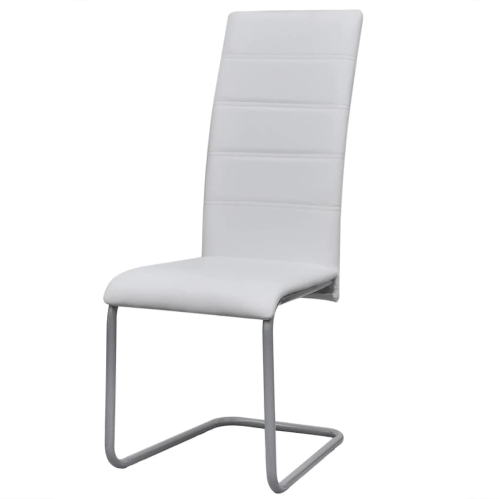 Chaises à manger cantilever lot de 4 blanc similicuir Chaises de cuisine vidaXL   