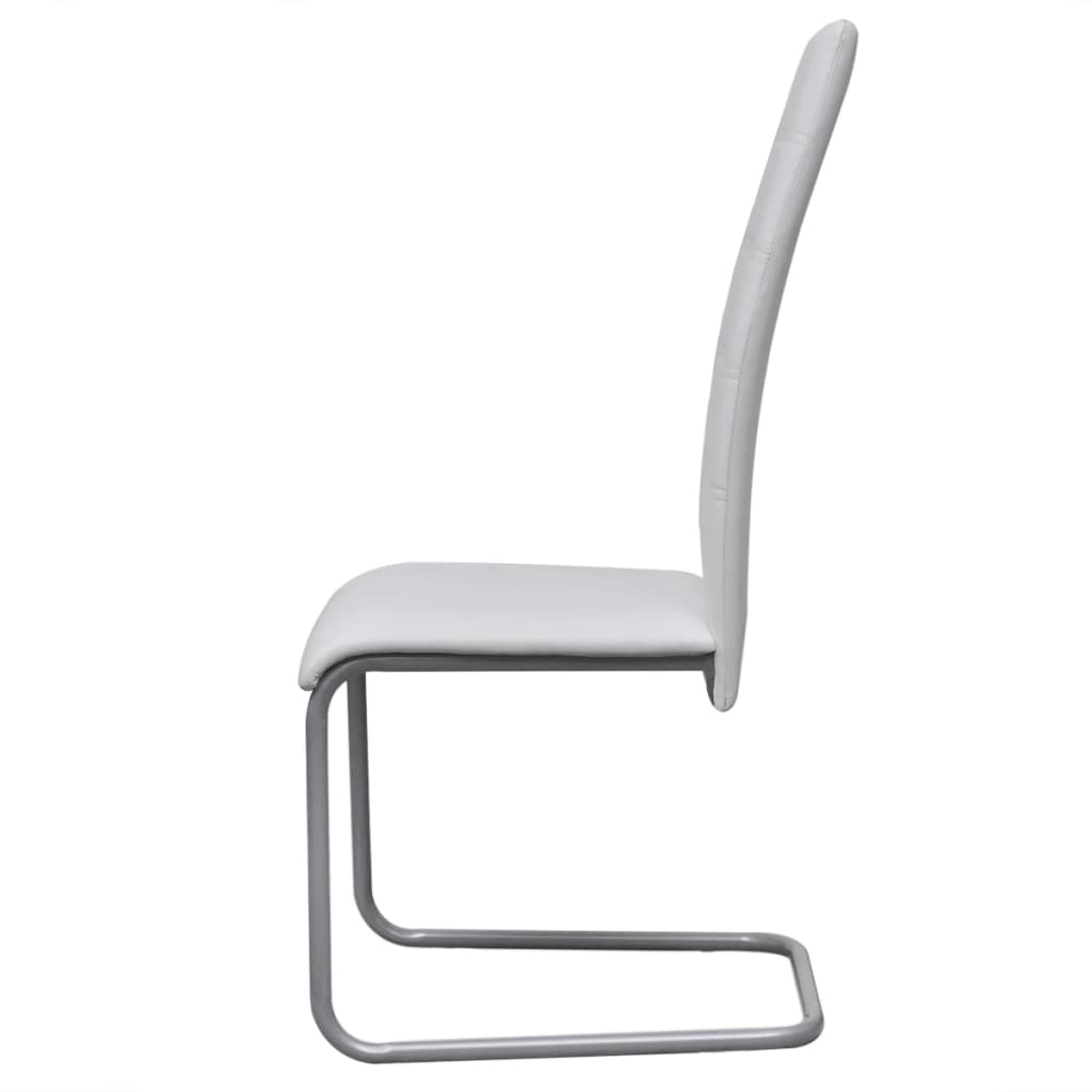 Chaises à manger cantilever lot de 4 blanc similicuir Chaises de cuisine vidaXL   