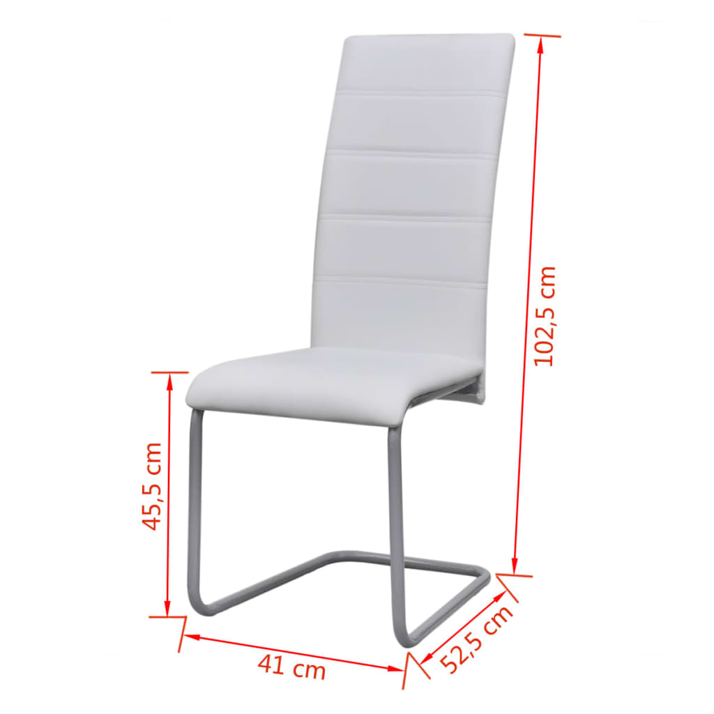 Chaises à manger cantilever lot de 4 blanc similicuir Chaises de cuisine vidaXL   