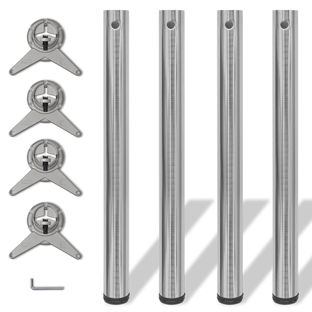 4 pieds de table réglables en hauteur 710 mm Nickel brossé Pieds de table vidaXL   